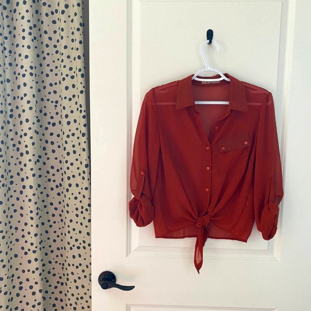 Pauln KC Brick Red Front Tie Blouse